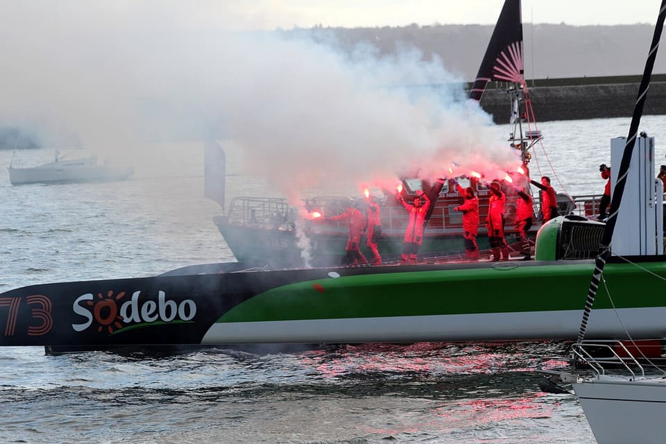 Sodebo Ultim 3 fêté à Brest après le record du Trophée Jules Verne de Thomas Coville en 2026